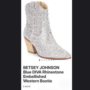 Betsey Johnson Blue Rhinestone Embellished Bootie